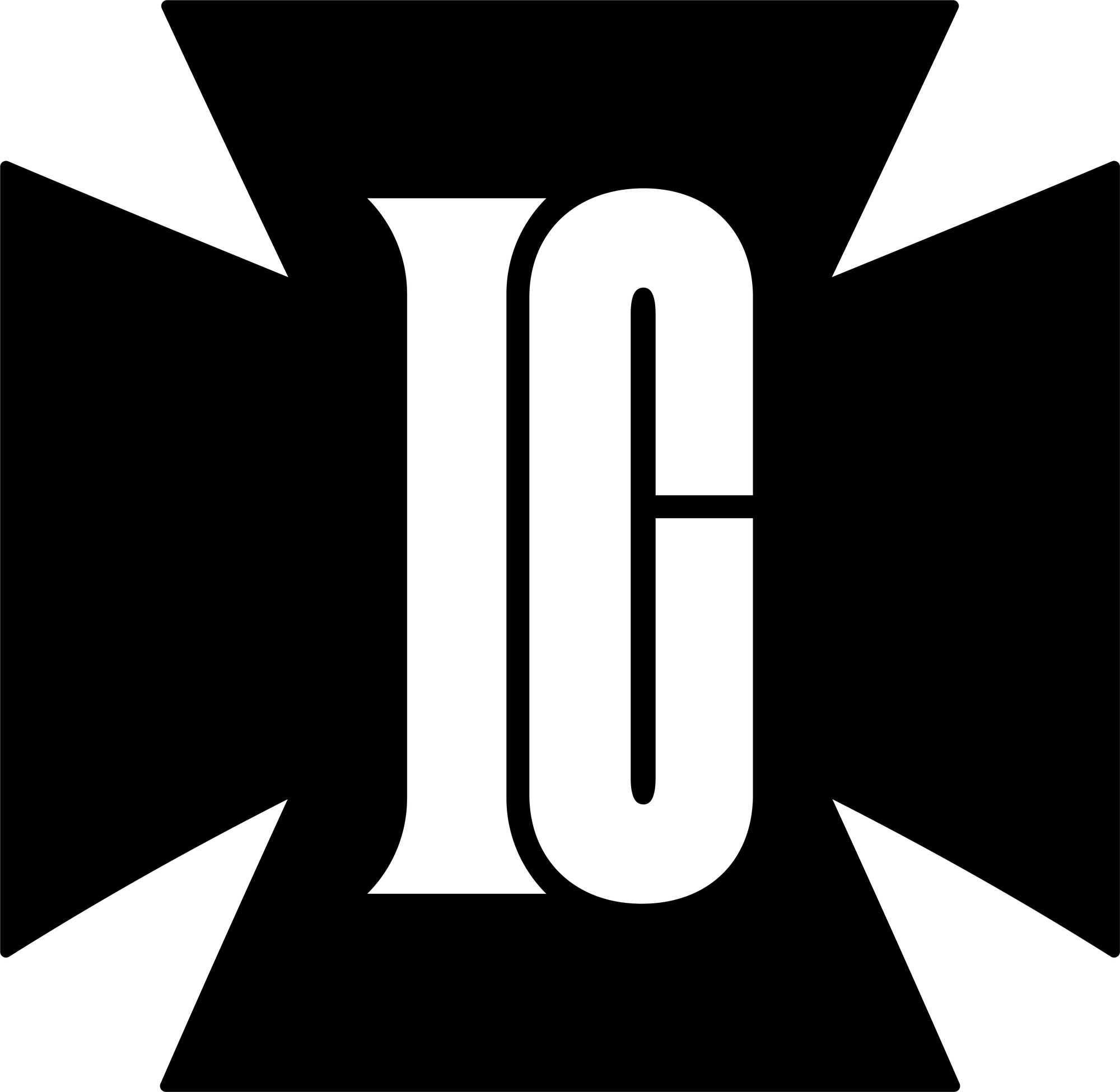 Black cross emblem with an IC monogram in the center