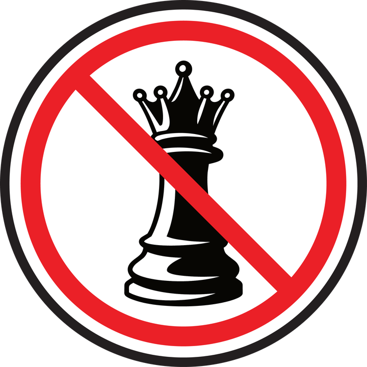 Black queen inside a red prohibition circle