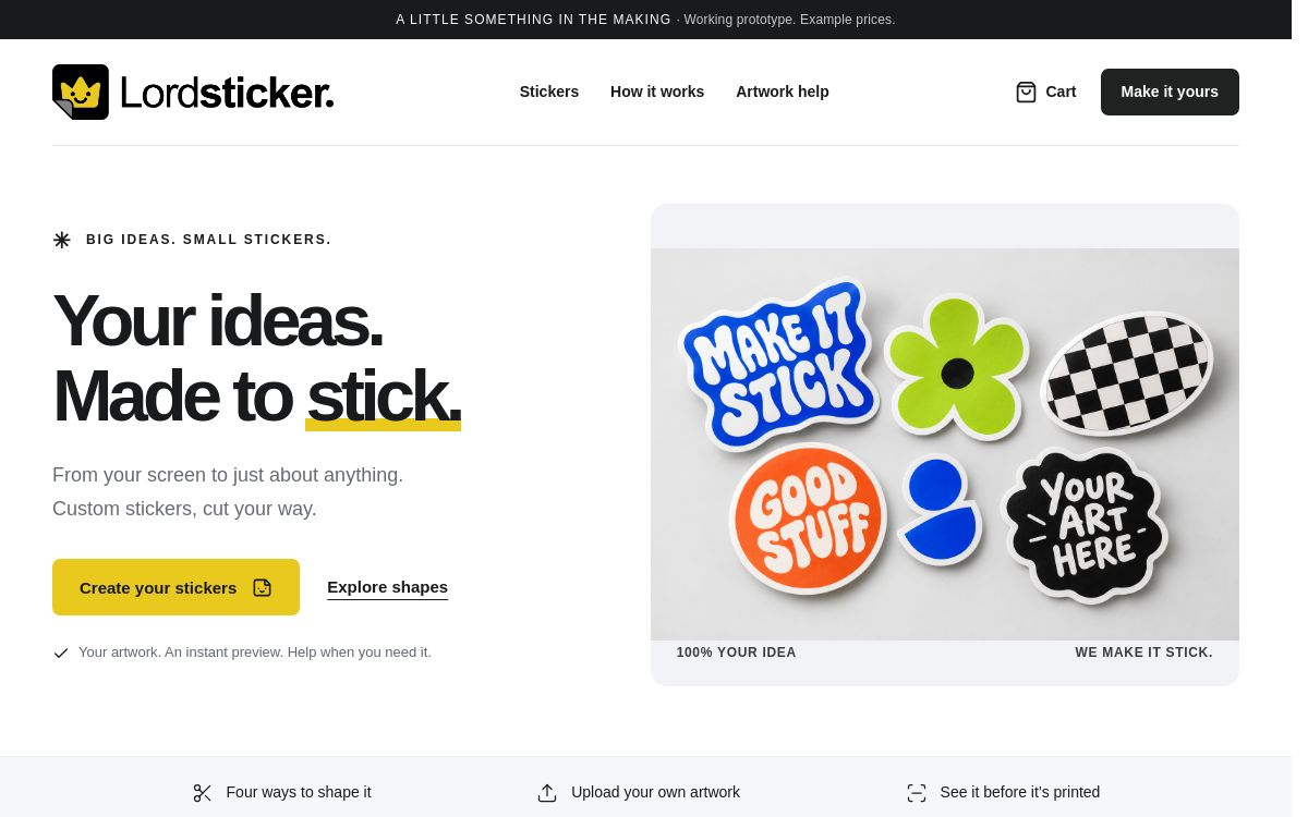 Becoming Lordsticker homepage design