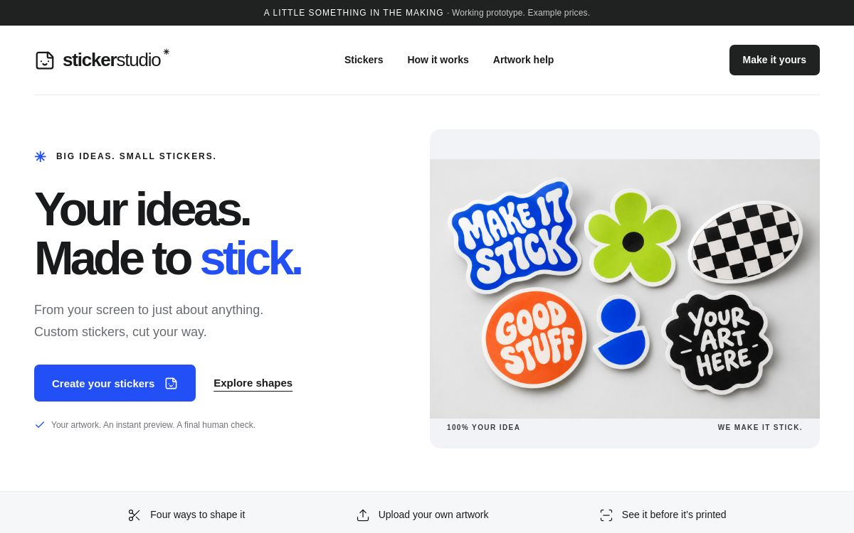 Sticker Studio homepage design